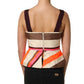 PINKO Multicolor Striped Cotton Sleeveless Draped Peplum Top