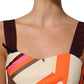 PINKO Multicolor Striped Cotton Sleeveless Draped Peplum Top