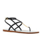 Fendi Black Leather Flat Sandals