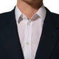 Dolce & Gabbana Blue Wool Logo Single Breasted Coat Jacket