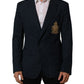 Dolce & Gabbana Blue Wool Logo Single Breasted Coat Jacket
