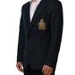 Dolce & Gabbana Blue Wool Logo Single Breasted Coat Jacket