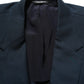 Dolce & Gabbana Blue Wool Logo Single Breasted Coat Jacket