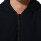 Dolce & Gabbana Black Cotton Full Zip Hooded Bomber Jacket