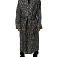 Dolce & Gabbana Black White Silk Men Wrap Robe Coat Jacket