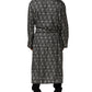 Dolce & Gabbana Black White Silk Men Wrap Robe Coat Jacket