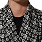 Dolce & Gabbana Black White Silk Men Wrap Robe Coat Jacket