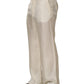 Dolce & Gabbana Off White Silk Straight Wide Leg Trouser Pants