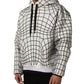 Dolce & Gabbana White Black WarpGrid Pattern Hoodie Sweater