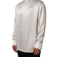 Dolce & Gabbana White Silk Long Sleeves Turtleneck Sweater