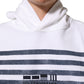 Dolce & Gabbana White Blue Stripe Hooded Sweatshirt Sweater