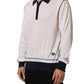 Dolce & Gabbana White Silk Collared Henley Pullover Sweater