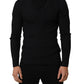 Dolce & Gabbana Black Silk Blend V-neck Pullover Men Sweater