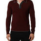 Dolce & Gabbana Burgundy Wool Knit Henley Pullover Sweater