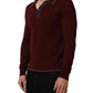 Dolce & Gabbana Burgundy Wool Knit Henley Pullover Sweater