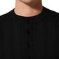 Dolce & Gabbana Black Silk Blend Henley Pullover Men Sweater