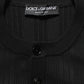 Dolce & Gabbana Black Silk Blend Henley Pullover Men Sweater