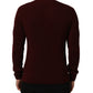 Dolce & Gabbana Burgundy Wool Half Zip Men Pullover Sweater