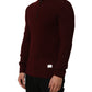 Dolce & Gabbana Burgundy Wool Half Zip Men Pullover Sweater