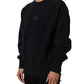 Dolce & Gabbana Black Logo Plaque Cotton Crew Neck Pullover Sweater