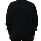 Dolce & Gabbana Black Logo Plaque Cotton Crew Neck Pullover Sweater