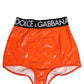 Dolce & Gabbana Orange Polyester Logo High Waist Girdle Underwear