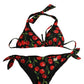 Dolce & Gabbana Black Cherry Print Nylon Bikini 2 Piece Swimwear