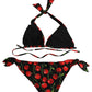 Dolce & Gabbana Black Cherry Print Nylon Bikini 2 Piece Swimwear