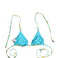 Dolce & Gabbana Blue Floral Print Nylon Halter Bikini Top Swimwear