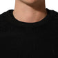 Dolce & Gabbana Black Cotton Floral Lace Crew Neck T-shirt