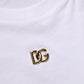 Dolce & Gabbana White Metal DG Logo Short Sleeves T-shirt