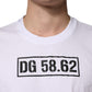 Dolce & Gabbana White Cotton Logo Print Crew Neck T-shirt
