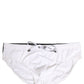 Dolce & Gabbana White Stretch Drawstring Swim Brief Swimwear