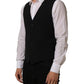 Dolce & Gabbana Black Wool Stretch Waistcoat Formal Dress Vest