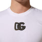 Dolce & Gabbana White DG Logo Cotton Crew Neck Men T-shirt