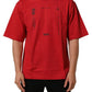 Dolce & Gabbana Red Cotton Graphic Print Crew Neck T-shirt