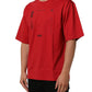 Dolce & Gabbana Red Cotton Graphic Print Crew Neck T-shirt