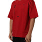 Dolce & Gabbana Red Cotton Graphic Print Crew Neck T-shirt