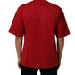 Dolce & Gabbana Red Cotton Graphic Print Crew Neck T-shirt