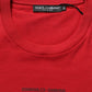 Dolce & Gabbana Red Cotton Graphic Print Crew Neck T-shirt