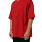 Dolce & Gabbana Red Cotton Graphic Print Crew Neck T-shirt