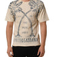Dolce & Gabbana Beige Cotton Graphic Print Crew Neck T-shirt