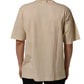 Dolce & Gabbana Beige Cotton Graphic Print Crew Neck T-shirt