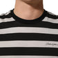 Dolce & Gabbana Black White Stripes Cotton Sleeveless T-shirt