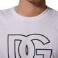 Dolce & Gabbana White DG Logo Print Short Sleeves Men T-shirt
