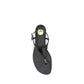 Saint Laurent Black Calf Leather Bos Taurus Flat Sandals