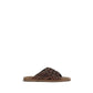 Miu Miu Brown Calf Leather Bos Taurus Flat Sandals