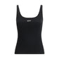 Off-White Black Cotton Sleeveles T-Shirt