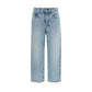 Balenciaga Blue Cotton Cropped Jeans