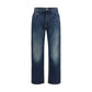 7FOR Blue Cotton Straight-Leg Jeans